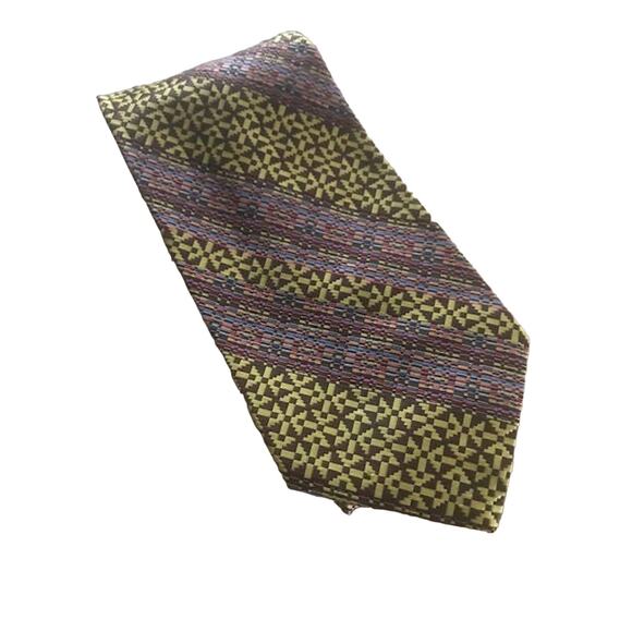 Vintage Wide Tie, Maroon, Tan and Brown Patterned and Textured Necktie - Picture 1 of 5